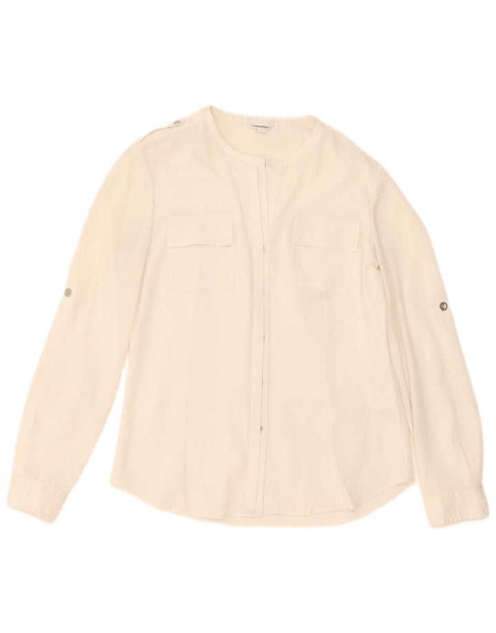 Calvin Klein Womens Shirt Blouse UK 10 Small White Polyester