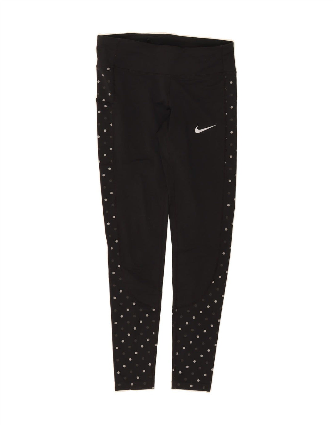 NIKE Womens Dri Fit Leggings UK 10 Small Black Polka Dot Vintage Nike and Second-Hand Nike from Messina Hembry 