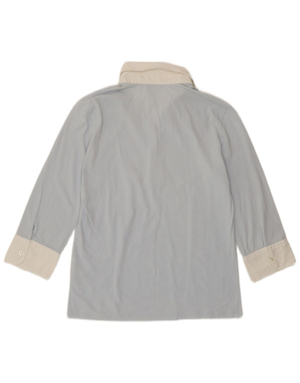 Fred Perry ženska polo majica 3/4 rukava UK 14 veliki plavi pamuk u blokovima