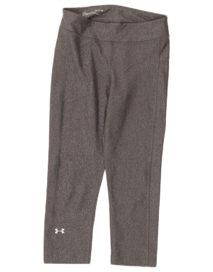 Under Armour Damen Heat Gear Capri Leggings UK 8 Small Grau Polyester
