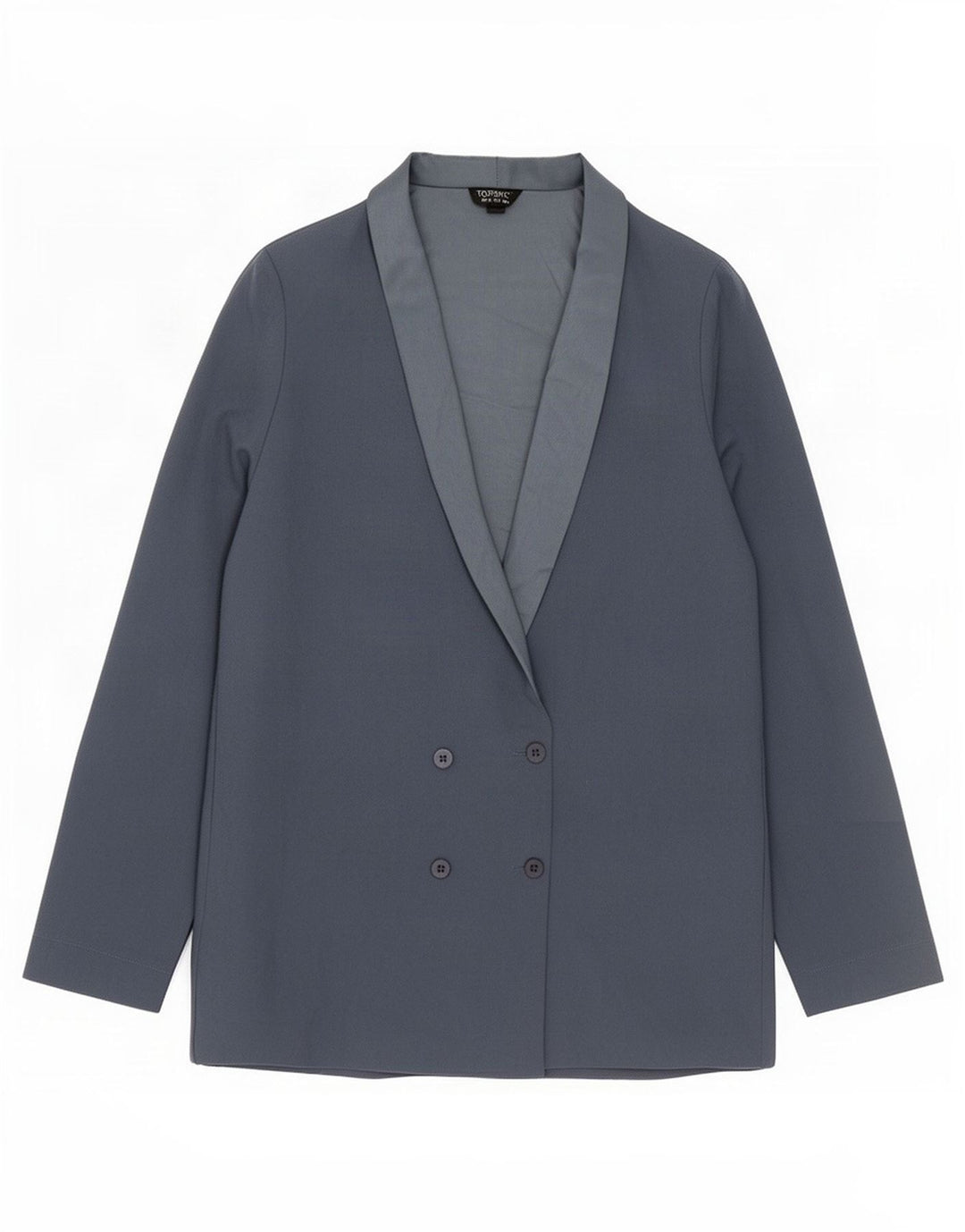 Topshop Womens Double Breasted Blazer Jacket UK 10 Small Blue Polyester