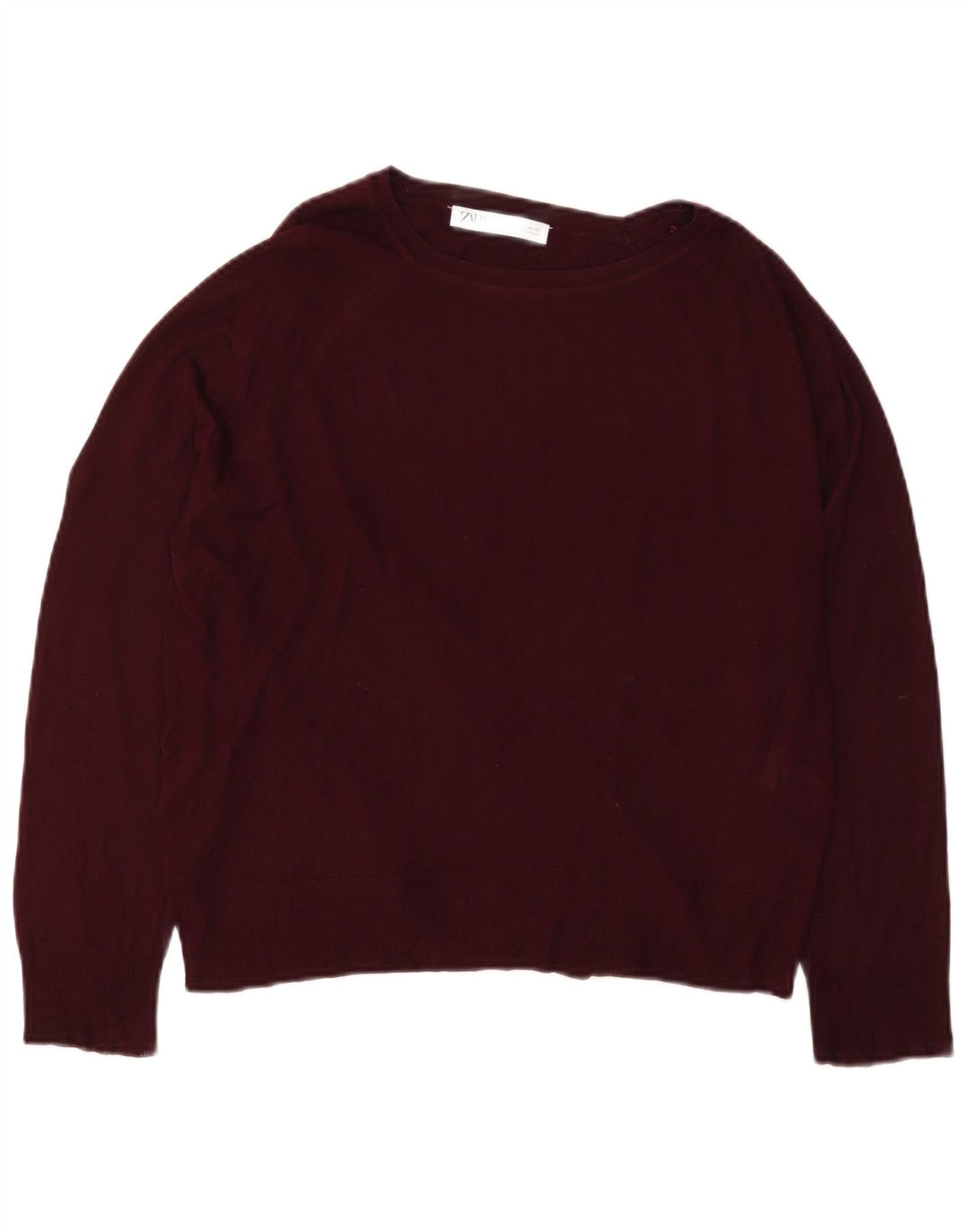 Zara Womens Boat Neck Jumper Sweater UK 14 Medium Maroon Viscose
