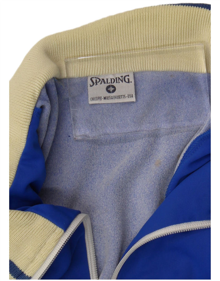 SPALDING Mens Graphic Tracksuit Top Jacket Large Blue Colourblock