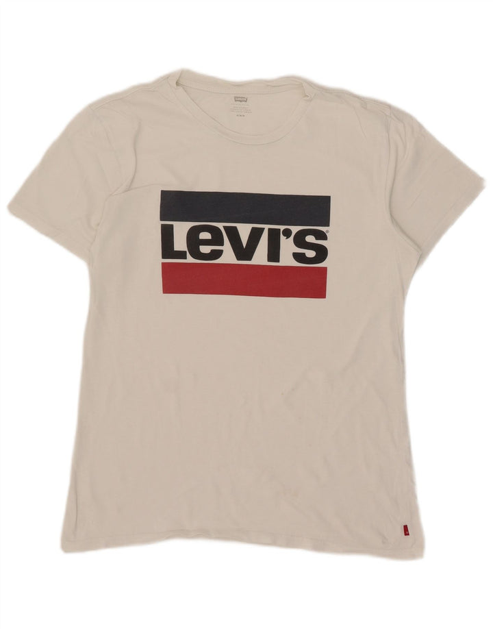 Levi's Womens Graphic T-Shirt Top UK 14 Medium White