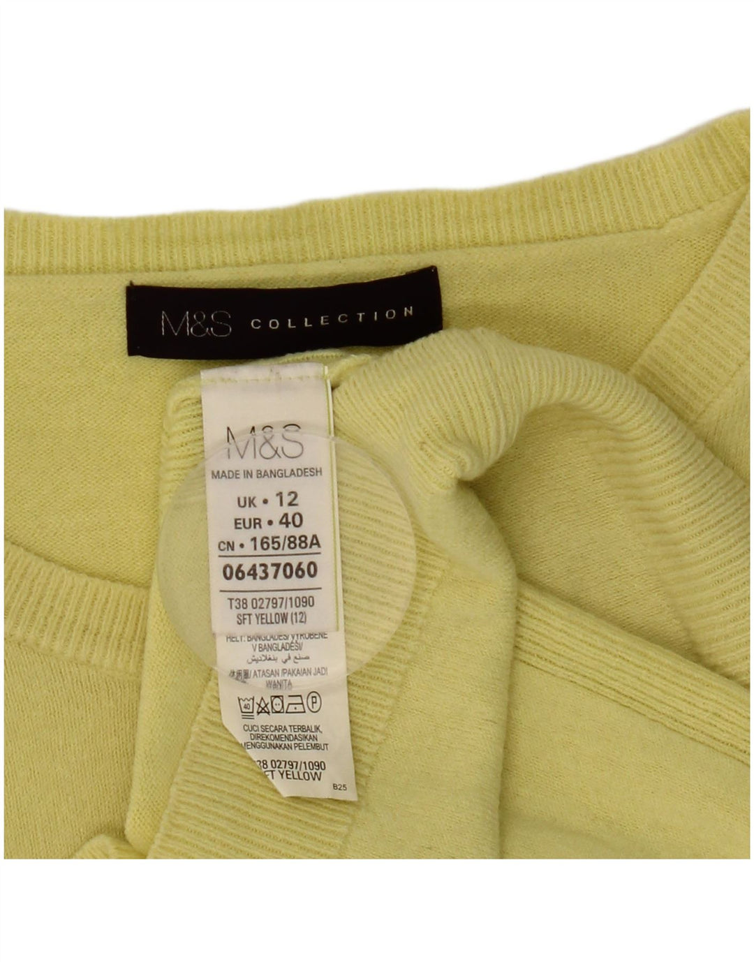 Marks & Spencer Womens Crew Neck Jumper Sweater UK 12 Medium Yellow