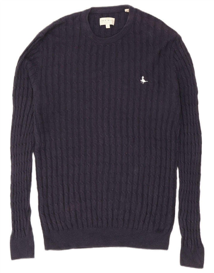 Jack Wills Mens Crew Neck Jumper Sweater Small Navy Blue Cotton