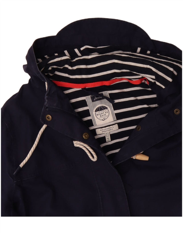 JOULES Womens Hooded Raincoat UK 14 Large Navy Blue Polyester