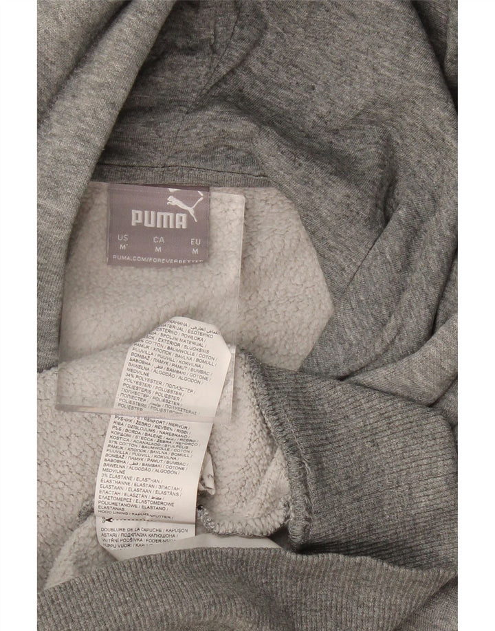 PUMA Mens Graphic Hoodie Jumper Medium Grey Flecked Cotton