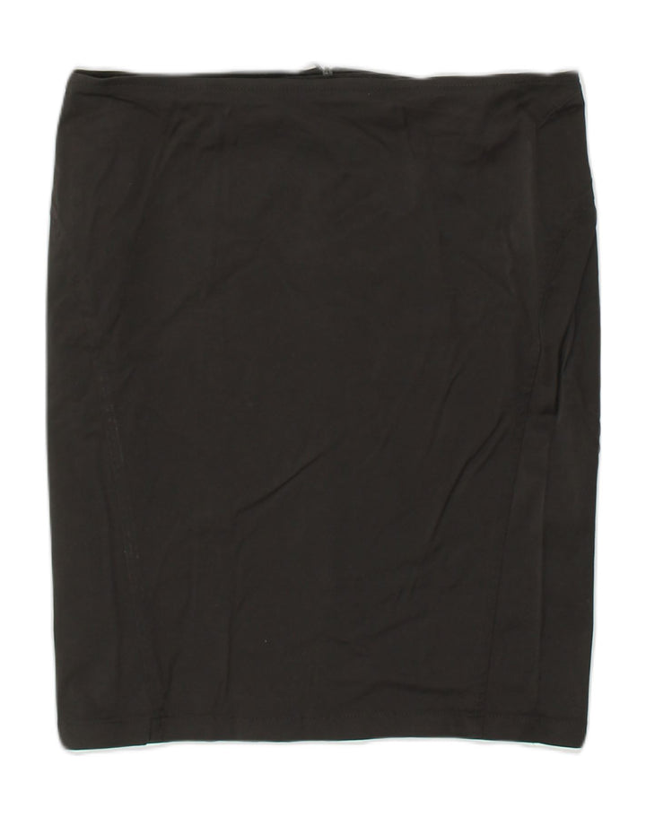 NEWPENNY Womens Zip Straight Skirt UK 14 Large W32  Black Nylon | Vintage Newpenny | Thrift | Second-Hand Newpenny | Used Clothing | Messina Hembry 