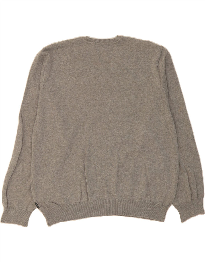 IZOD Mens V-Neck Jumper Sweater 2XL Grey Argyle/Diamond Cotton Vintage Izod and Second-Hand Izod from Messina Hembry 