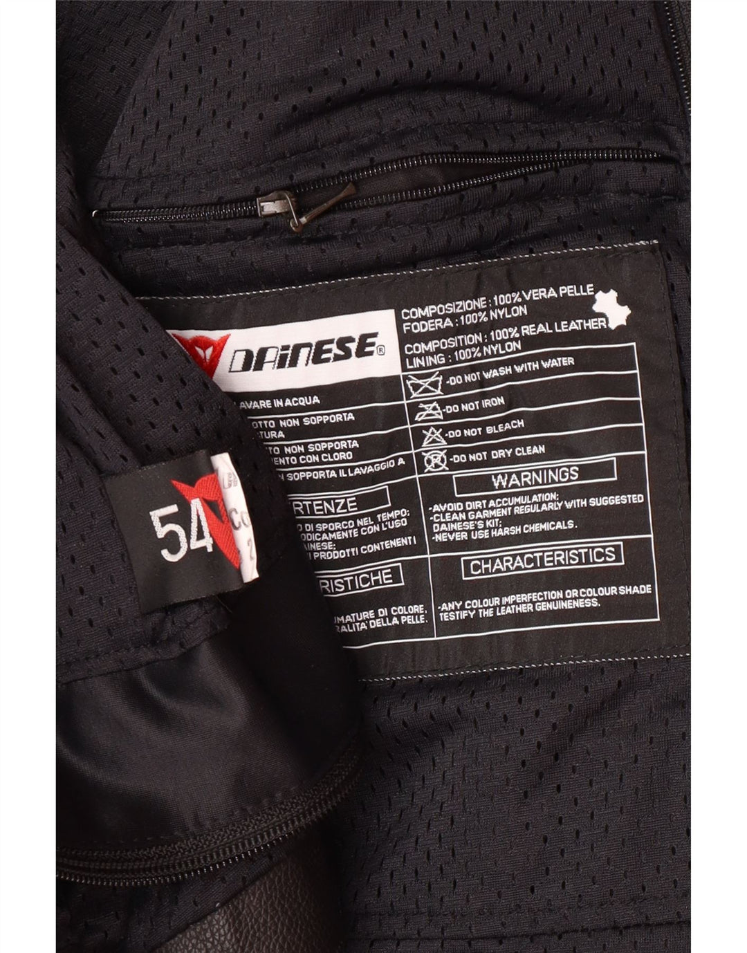 DAINESE Mens Graphic Racer Jacket Size 54 Large Black Colourblock Leather