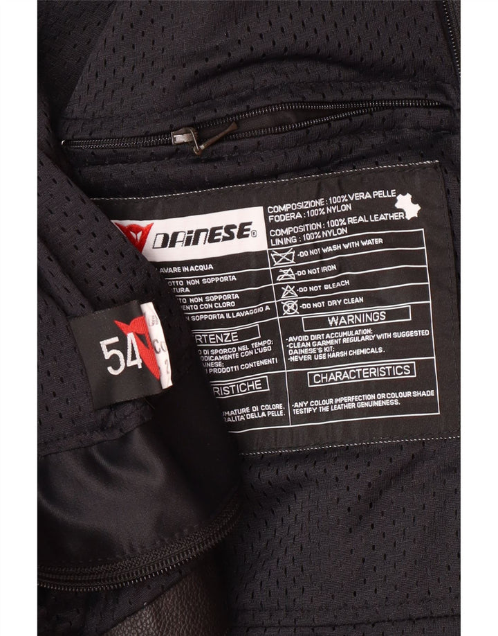 DAINESE Mens Graphic Racer Jacket Size 54 Large Black Colourblock Leather