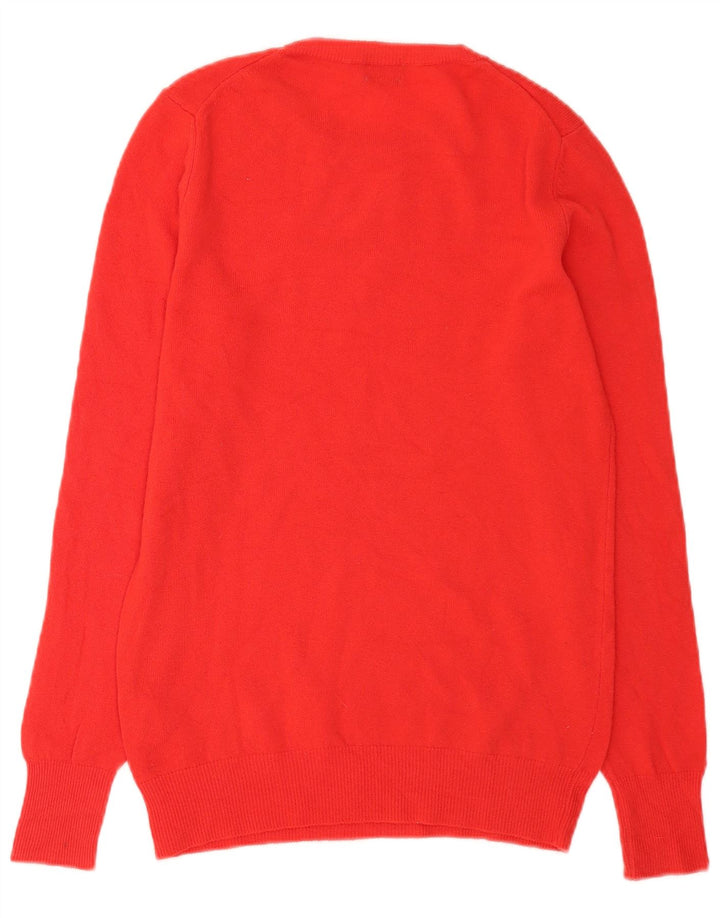 Benetton Womens Crew Neck Jumper Sweater UK 12 Medium Red Virgin Wool