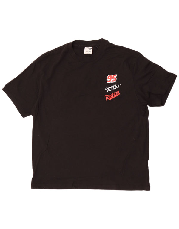 Bershka Maglietta grafica da uomo Disney Top grande in cotone nero