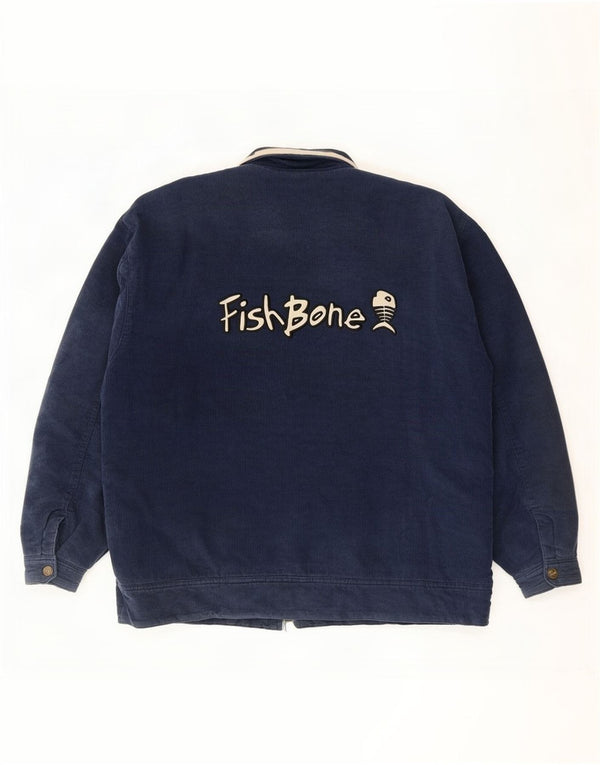 Fishbone Veste en velours côtelé graphique pour homme UK 42 XL Bleu marine en coton colour block