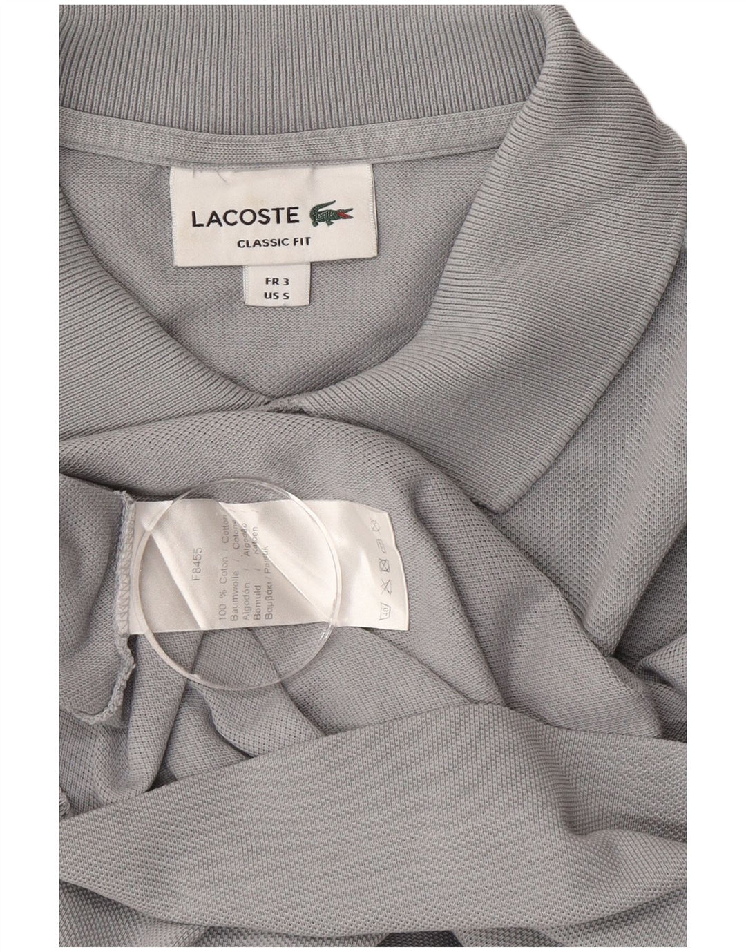 Lacoste Mens Classic Fit Polo Shirt Size 3 Small Grey Cotton