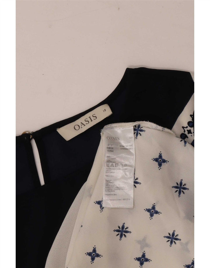Oasis Chemisier Femme Haut UK 10 Petit Bleu Marine Paisley Polyester