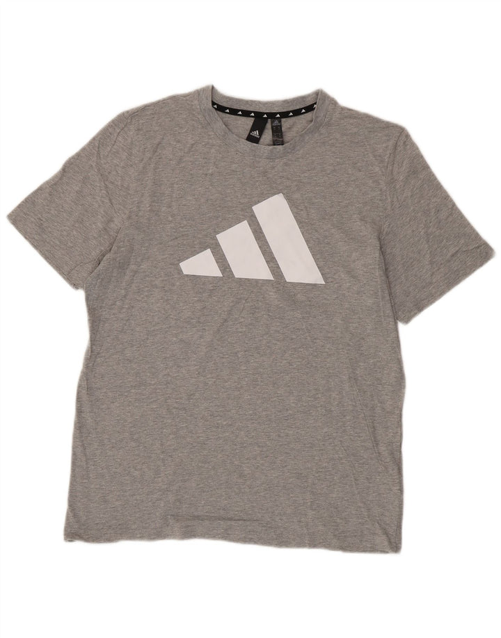 T-shirt grafica da uomo Adidas Top in cotone grigio medio