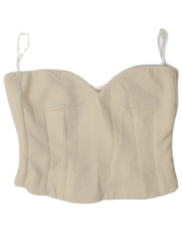 Zara Womens Crop Bustier Corset Top UK 12 Medium Off White Polyester