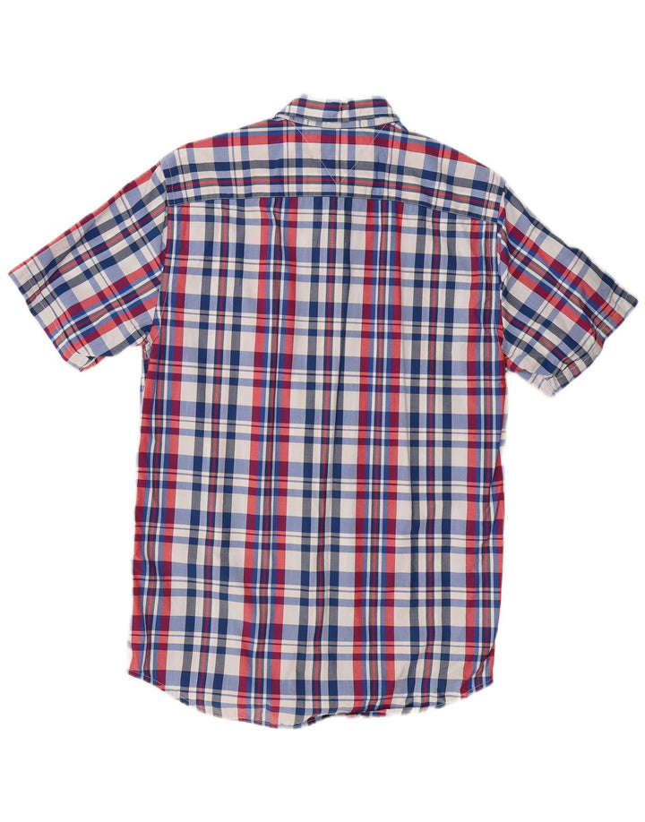 TOMMY HILFIGER Mens New York Fit Short Sleeve Shirt Medium Blue Check