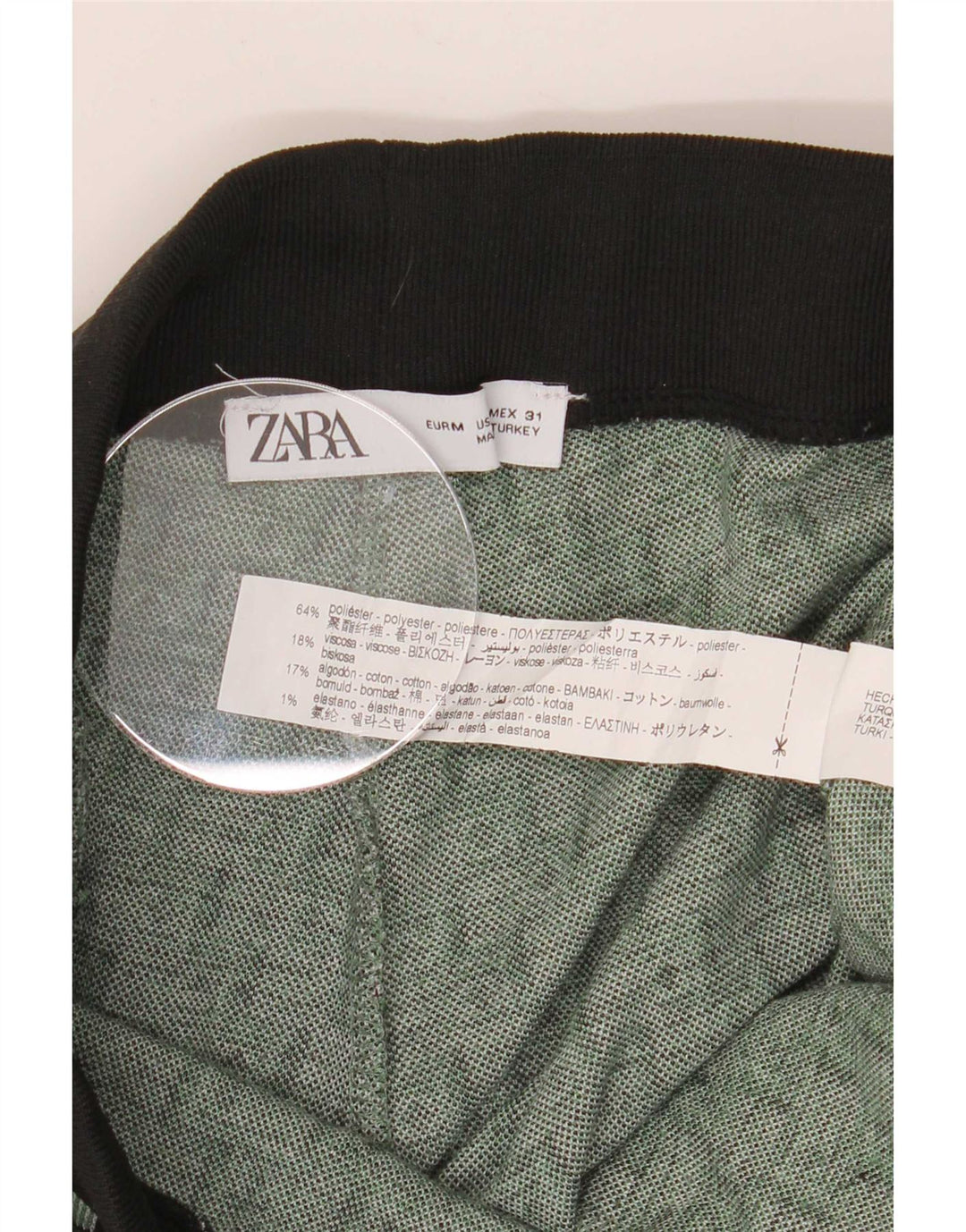 Zara Homme Pantalon De Survêtement Joggers Vert Moyen Géométrique Polyester