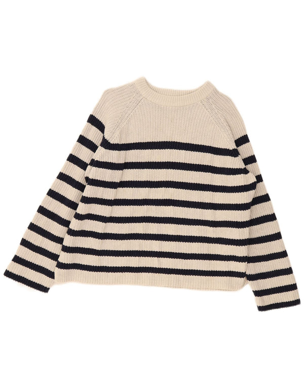Marks & Spencer Womens Boat Neck Jumper Sweater UK 18 XL Off White Striped
