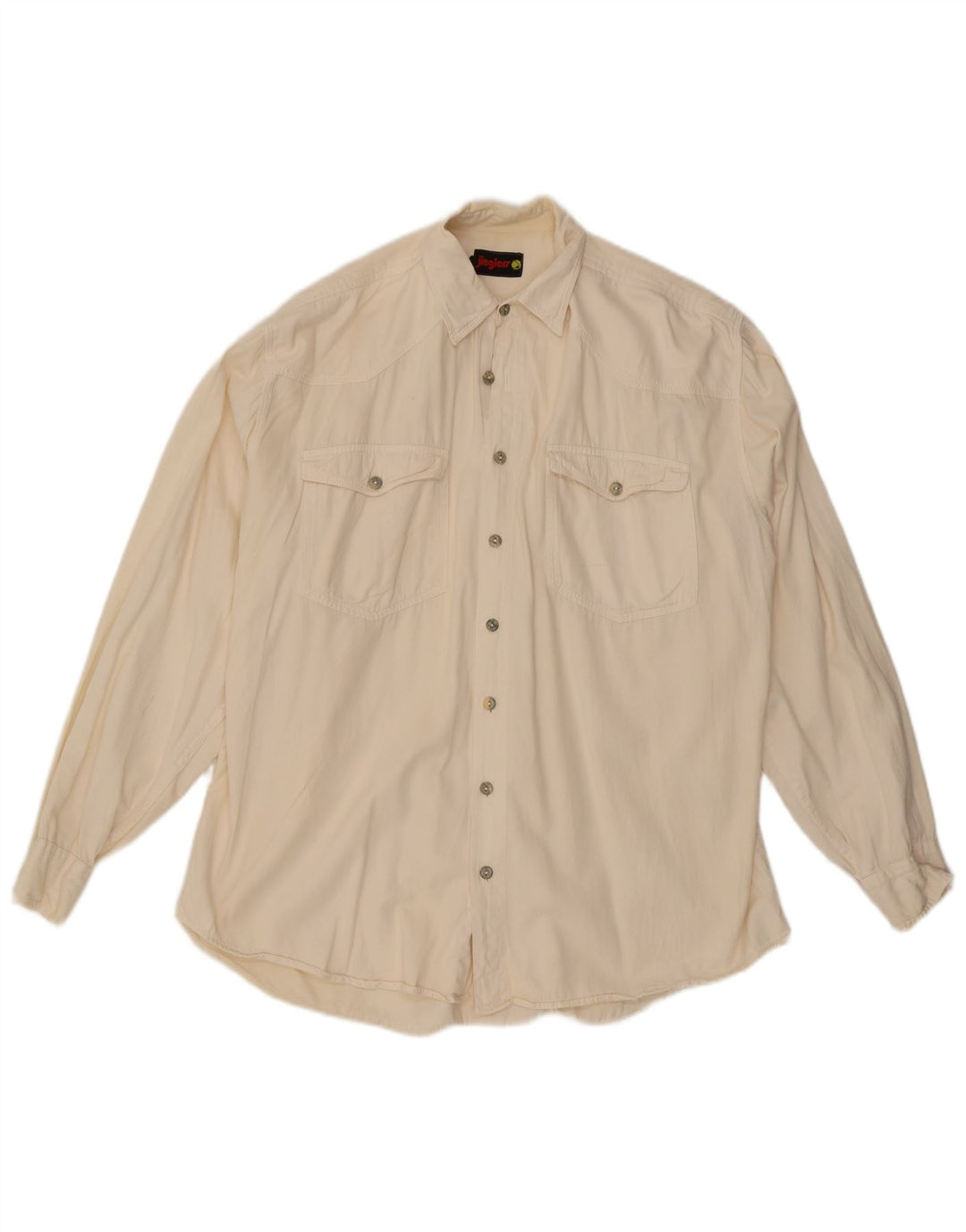 JINGLERS Mens Shirt Large Off White Cotton