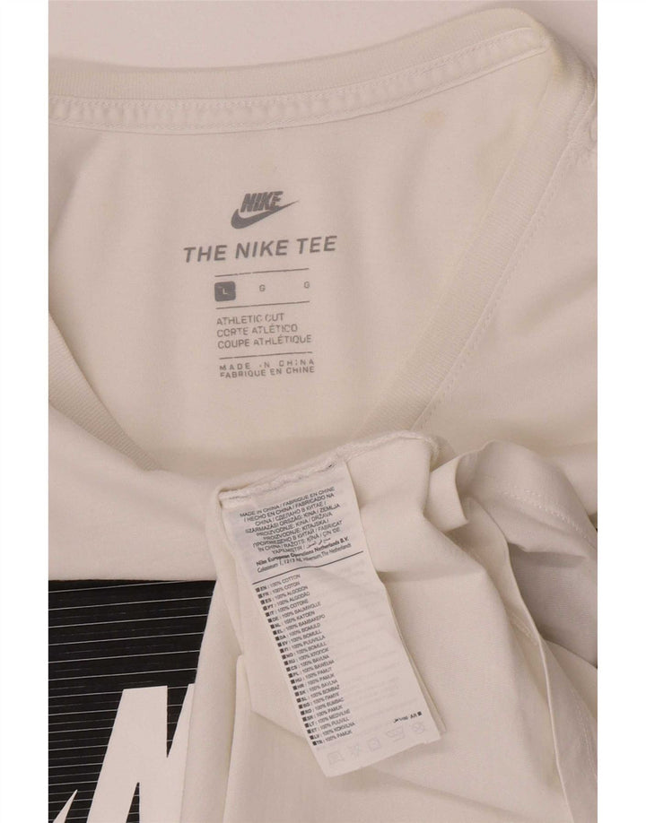Nike Mens Athletic Cut Graphic T-Shirt Top Large White Cotton