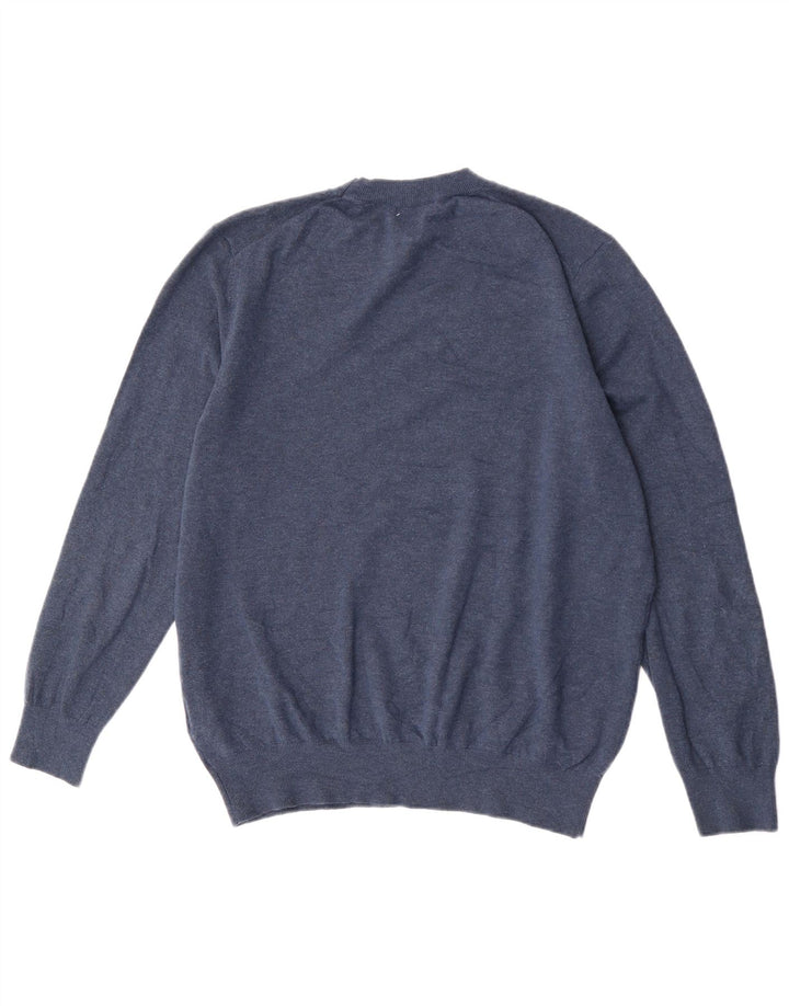 Zara Mens Crew Neck Jumper Sweater Large Navy Blue Acrylic