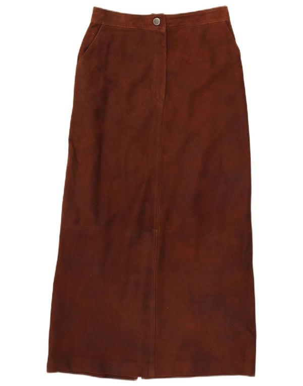 i Blues Jupe longue en daim taille haute pour femme UK 10 Small W26 Cuir marron