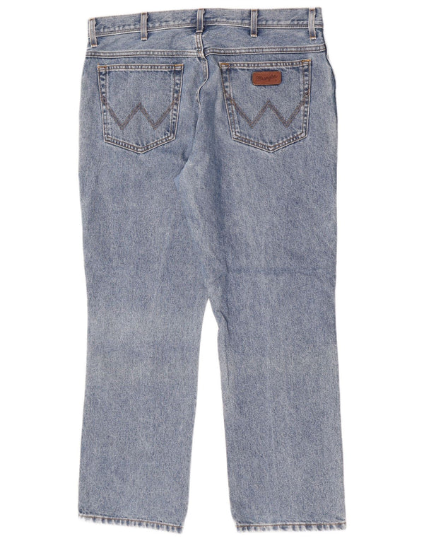 Wrangler Mens Regular Fit Straight Jeans W38 L30 Blue Cotton