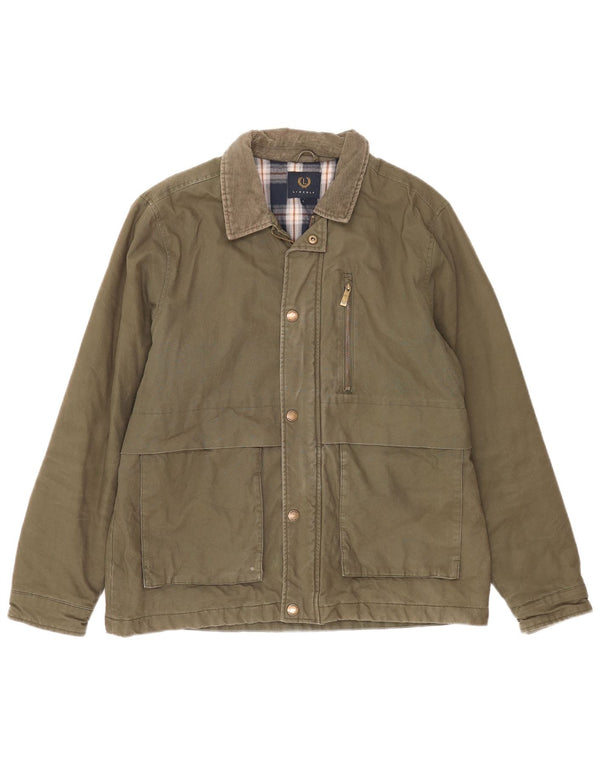 Jaqueta utilitária masculina Lincoln UK 40 grande algodão cáqui