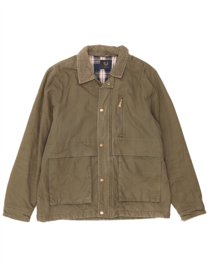 Jaqueta utilitária masculina Lincoln UK 40 grande algodão cáqui