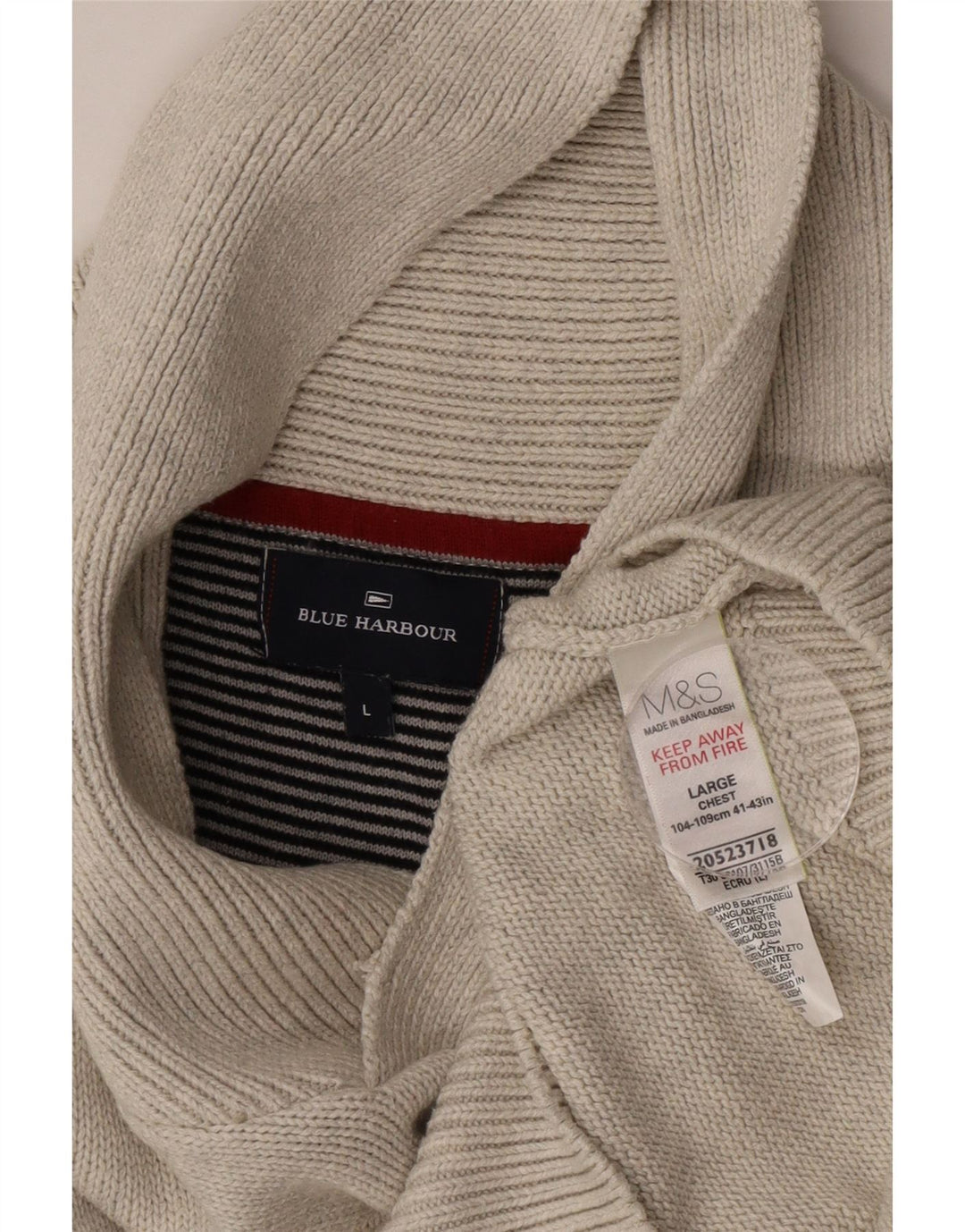 MARKS & SPENCER Mens Shawl Neck Jumper Sweater UK 41/43 Large Grey
