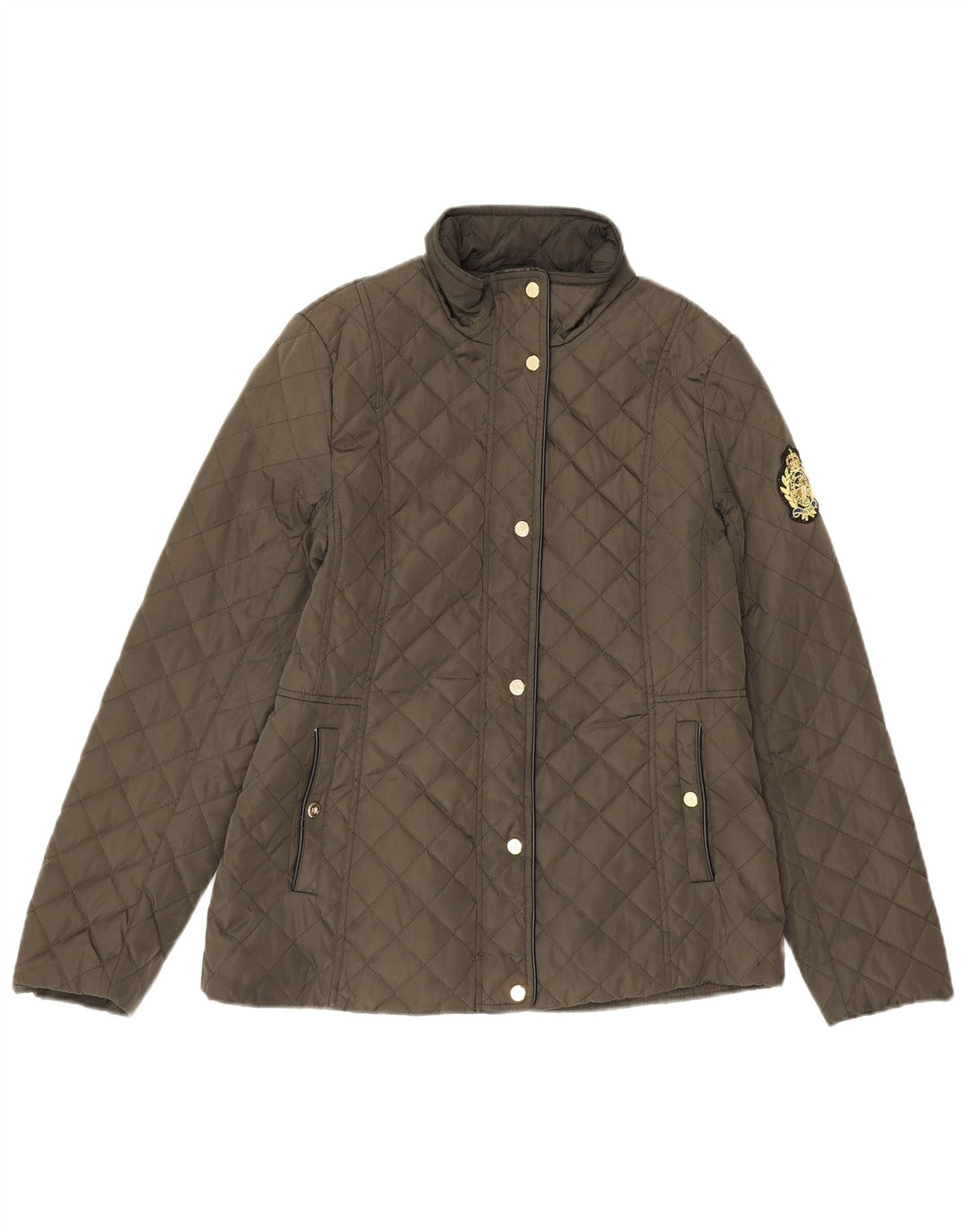 Giacca trapuntata da donna Ralph Lauren UK 10 Small Khaki Polietilene