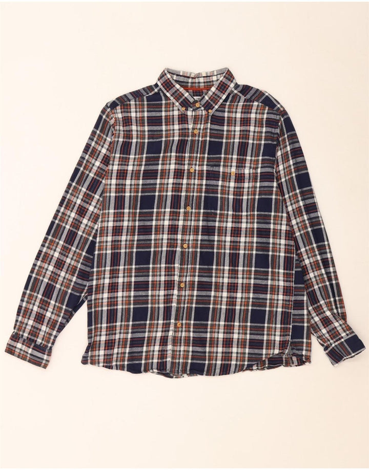 Max&Co. Herren-Flanellhemd, groß, marineblau, kariert, Baumwolle