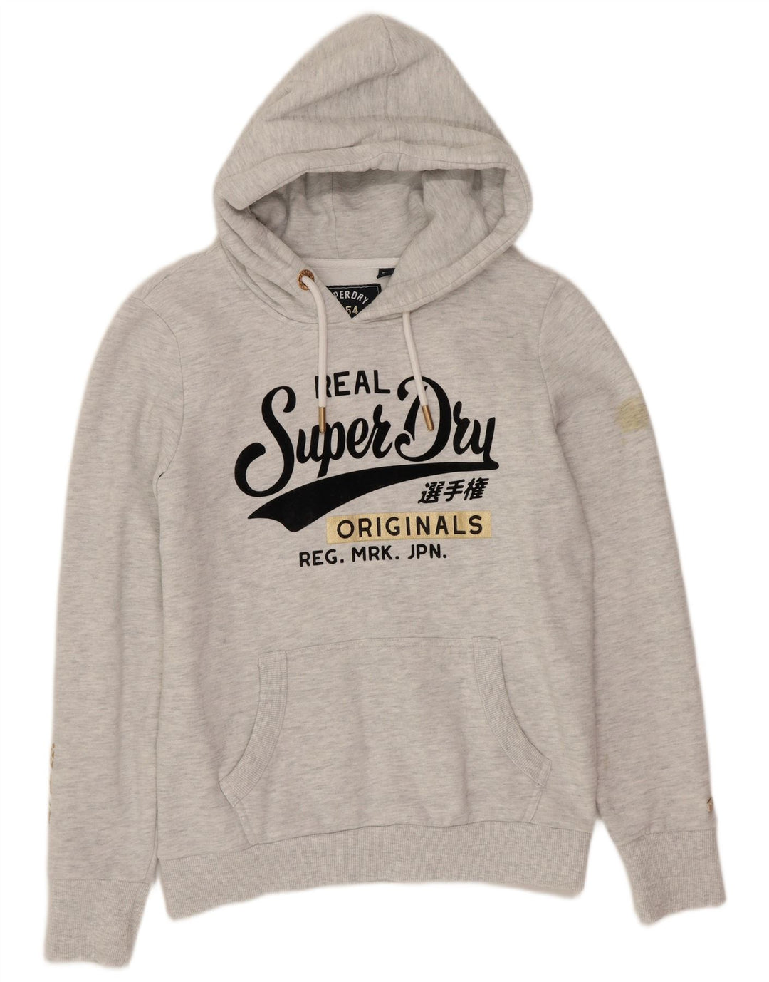 Superdry Damen Graphic Hoodie Pullover UK 12 Mittelgraues Polyester