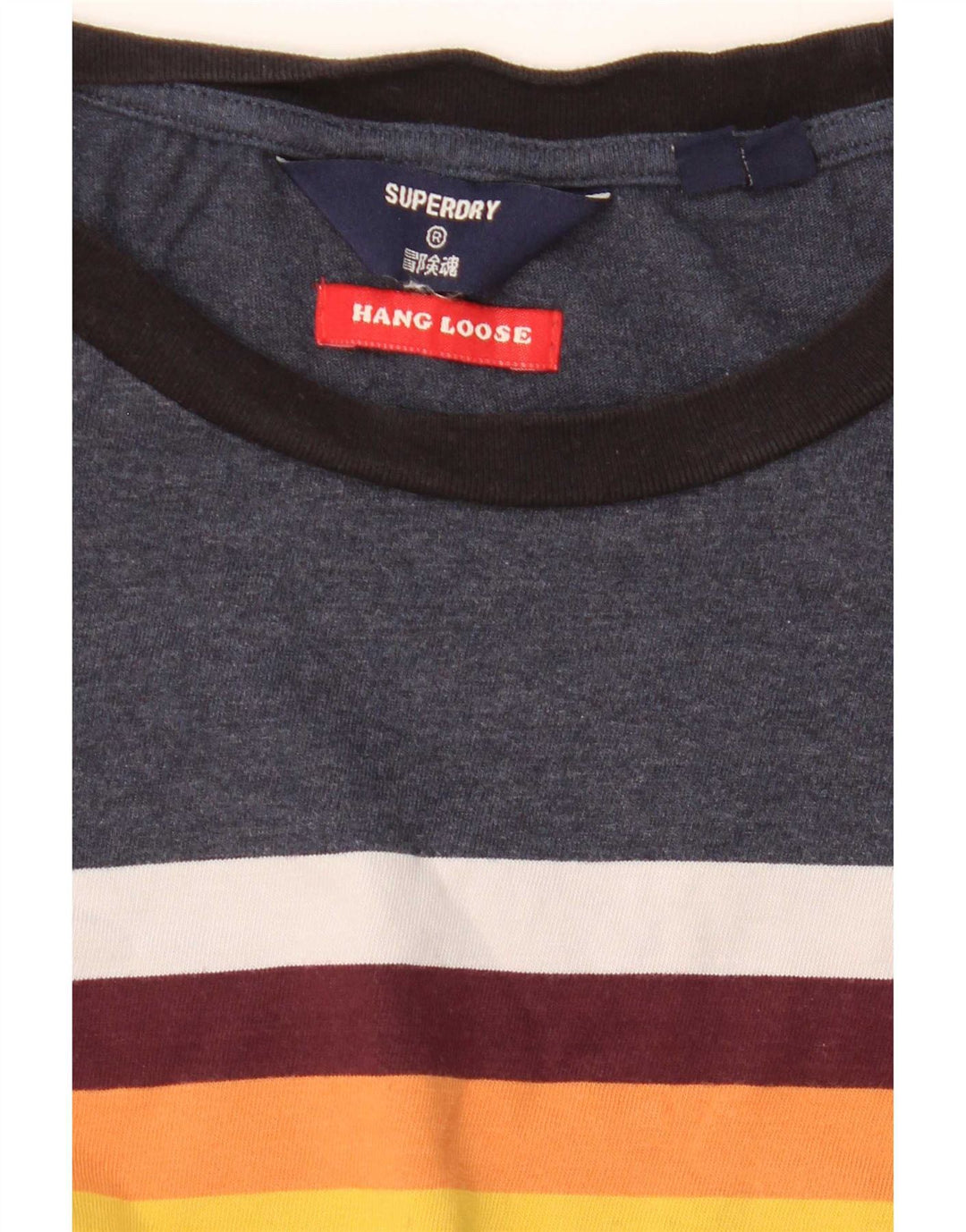 Superdry Mens T-Shirt Top Medium Navy Blue Colourblock