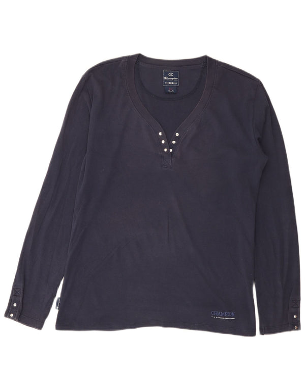 Champion Womens Easy Fit Top Long Sleeve UK 18 XL Navy Blue Cotton