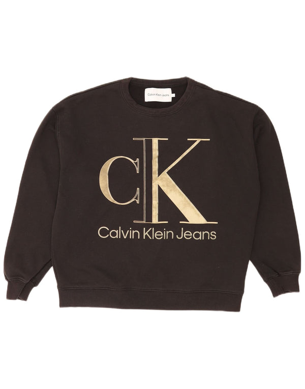 Calvin Klein Jeans Felpa grafica da uomo Maglione grande cotone nero