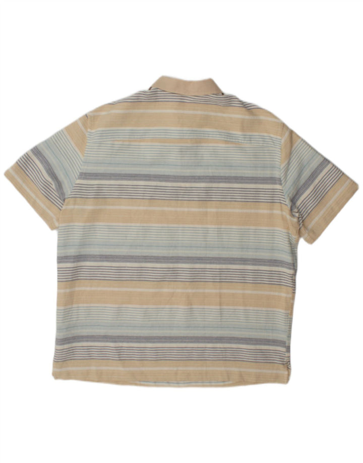 Zara Mens Polo Shirt Large Multicoloured Striped Cotton