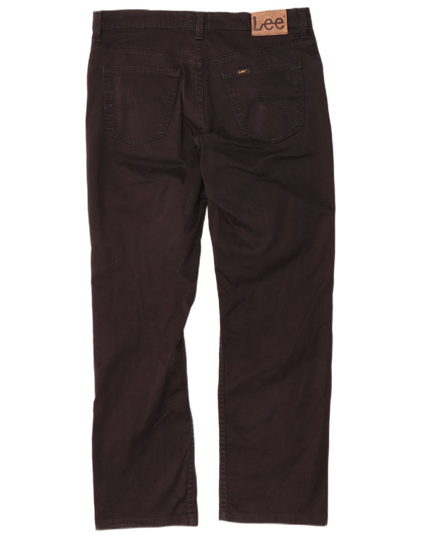 Lee Mens Brooklyn calças casuais retas W36 L31 algodão preto