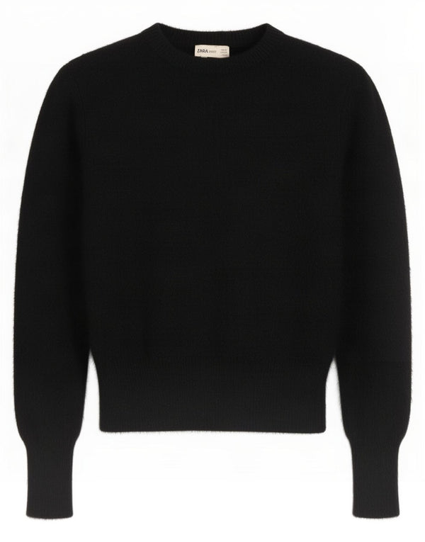 Zara Γυναικείο πουλόβερ με λαιμόκοψη UK 10 Small Black
