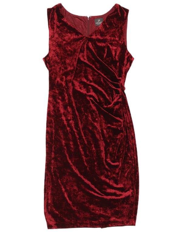 Adrianna Papell Dame Ærmeløs Velvet Skede Kjole UK 16 Large Burgundy