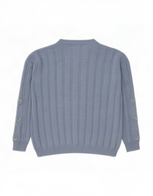 Marks & Spencer Womens Crew Neck Jumper Sweater UK 14 Large Blue Cotton