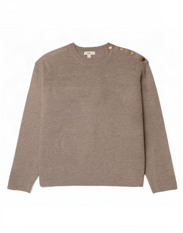Marks & Spencer Womens Oversized Crew Neck Jumper Sweater UK 16 Large Grey