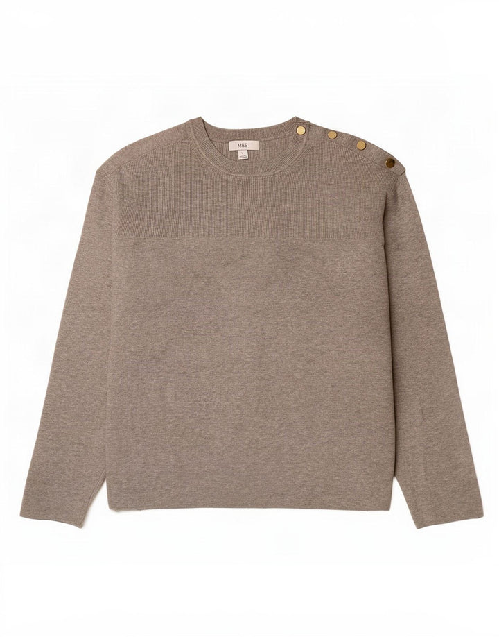 Marks & Spencer Pull surdimensionné à col rond pour femme UK 16 Large Gris