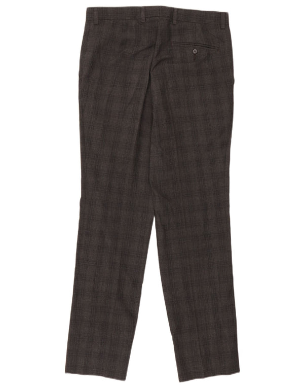 Marks & Spencer Mens Slim Suit Trousers W30 L31 Grey Check Polyester