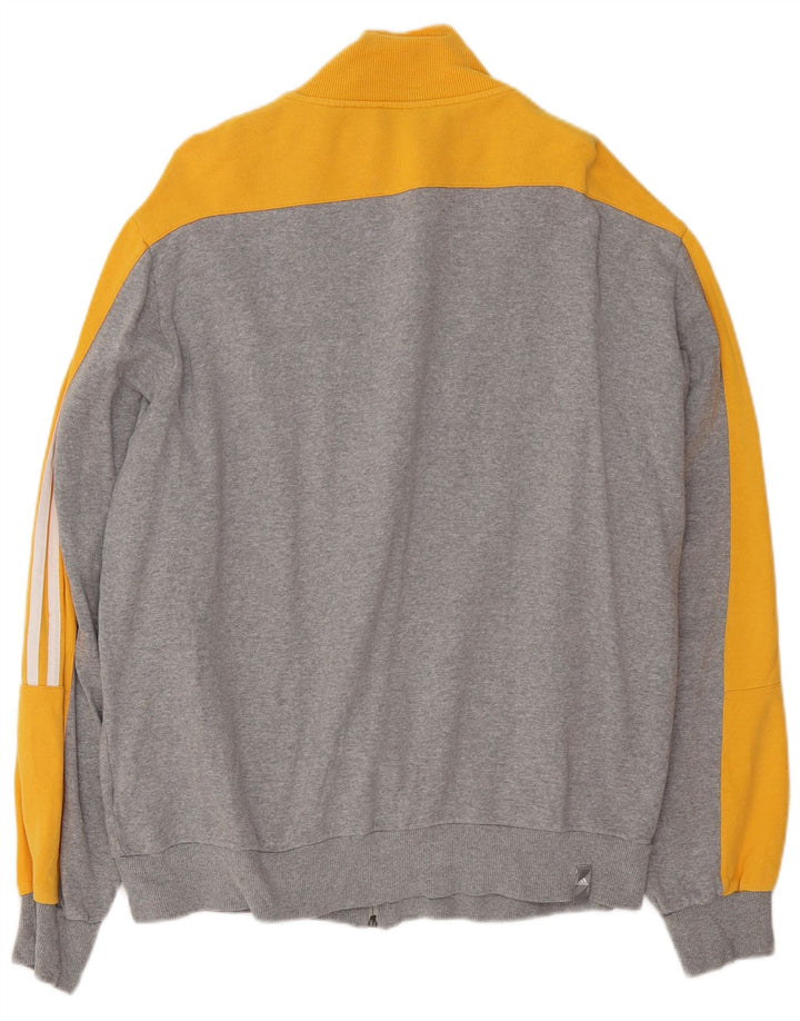Giacca da tuta da uomo ADIDAS XL in cotone color block grigio