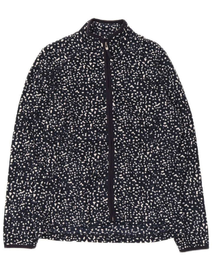 Marks & Spencer Womens Fleece Jacket UK 12 Medium Navy Blue Spotted